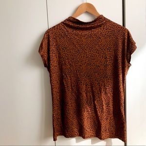 REISS PAX PRINTED HIGH NECK TOP RUST/BLACK